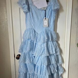 Elegant Blue Ruffled Kids Dress